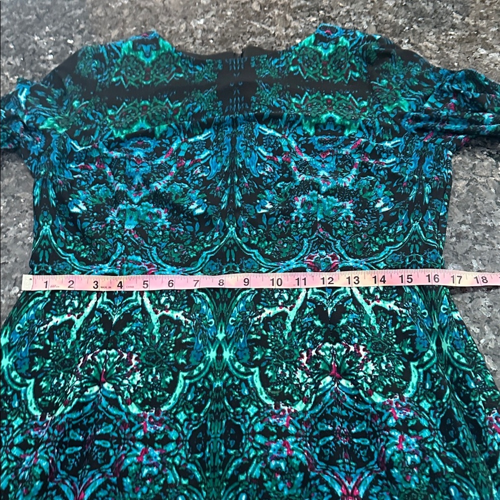 Maggy London Teal and Navy Long Sleeve Dress - Picture 6 of 12